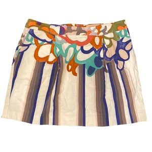 See by Chloe Floral Stripe Graphic Print Cotton Pocket Mini Skirt 8